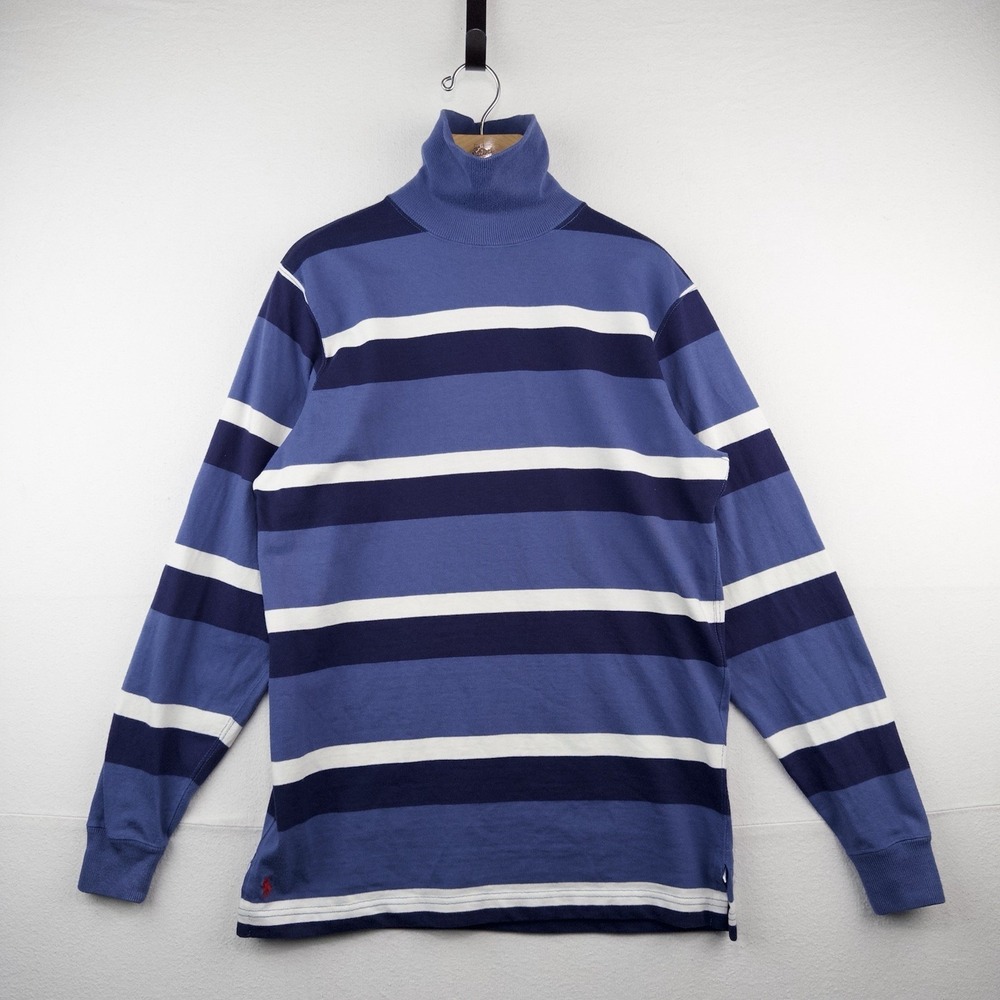 90's Vtg Polo Ralph Lauren Men's M Color Block Stripe Turtleneck Made In USA
